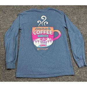 Love & Pineapples Places To Go Coffee To Drink T Shirt Adult Small Long Slv Tee